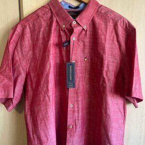 Mason James Red Moisture Wicking Button Up Size XL Short Sleeve‎ Lightweight NWT